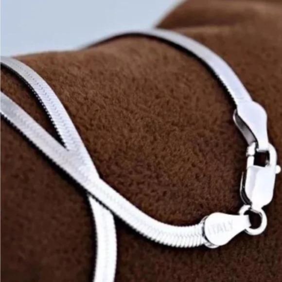 NEW “20” 925 STERLING SILVER SNAKE FLATE NECKLACE - Picture 4 of 7